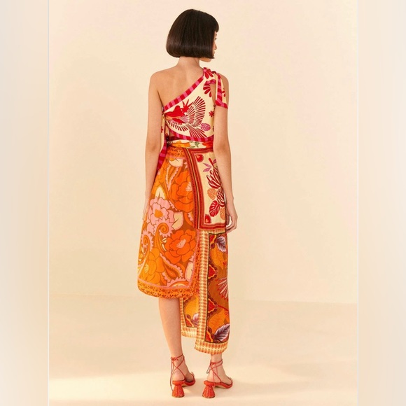NWT FARM Rio Forest Mixed Scarves Midi Dress - Picture 6 of 8